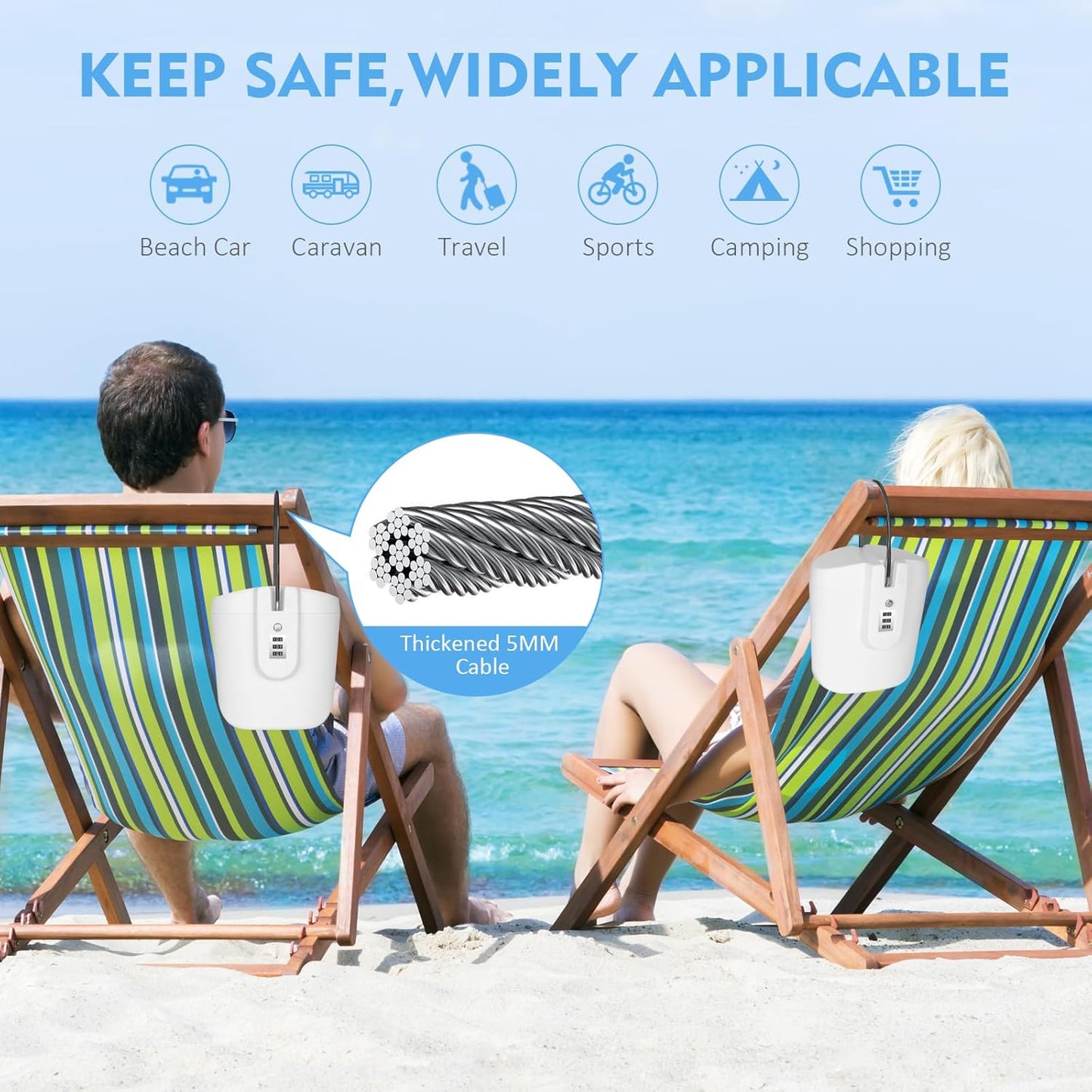 Cassaforte Antifurto Portatile, per Viaggi E Spiaggia, Con Combinazione Numerica, per Mantenere I Vostri Oggetti Di Valore Temporaneamente Sicuri (Bianco)