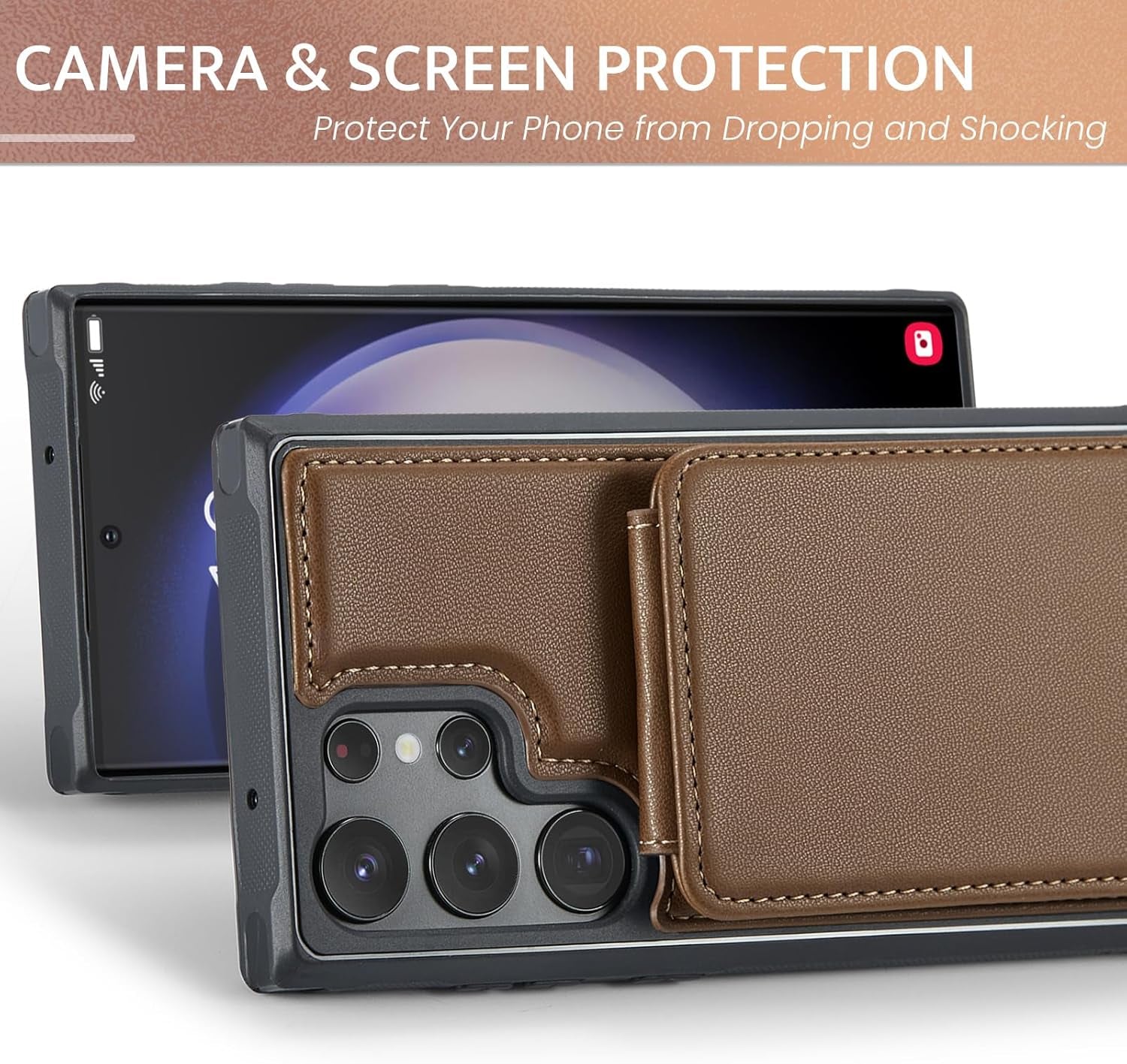Custodia a Portafoglio per Galaxy S23 Ultra Con Blocco RFID, [Pelle PU Di Alta Qualità] [Slot per Schede] [Chiusura Magnetica] Custodia a Portafoglio Verticale Antiurto Compatibile Con Samsung