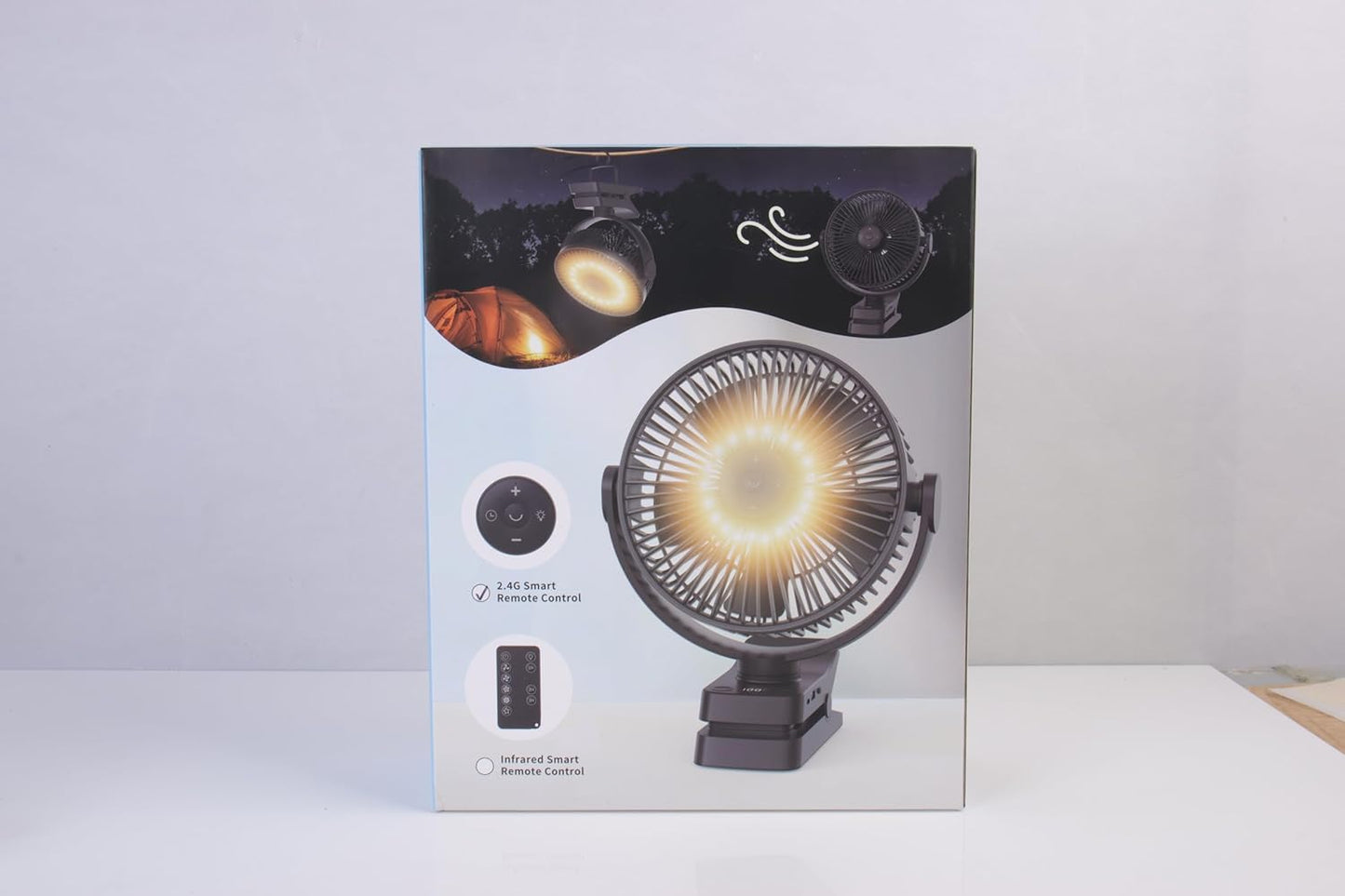 Ventilatore Da Tavolo USB, 12000Mah Ventilatore Da Campeggio Ricaricabile, Ventilatore Con Clip Silenzioso Con 5 Velocità, Portatile Ventola Con Telecomando per Ufficio Campeggio Tenda Passeggino