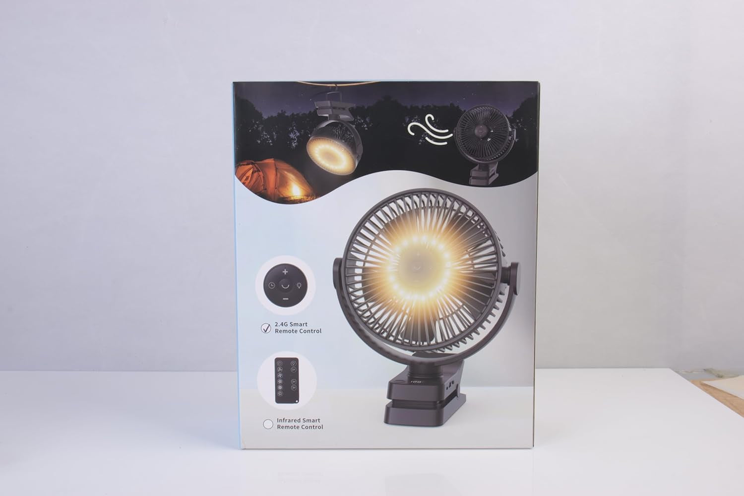 Ventilatore Da Tavolo USB, 12000Mah Ventilatore Da Campeggio Ricaricabile, Ventilatore Con Clip Silenzioso Con 5 Velocità, Portatile Ventola Con Telecomando per Ufficio Campeggio Tenda Passeggino
