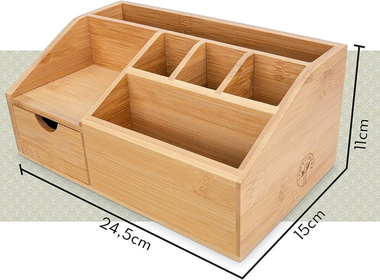 | Organizer Scrivania Bamboo – Portaoggetti Multifunzionale Ed Elegante Con Più Scomparti – Disponibile in 3 Dimensioni – Realizzato in Legno Di Bambù – Dimensioni 11X24X25 Cm