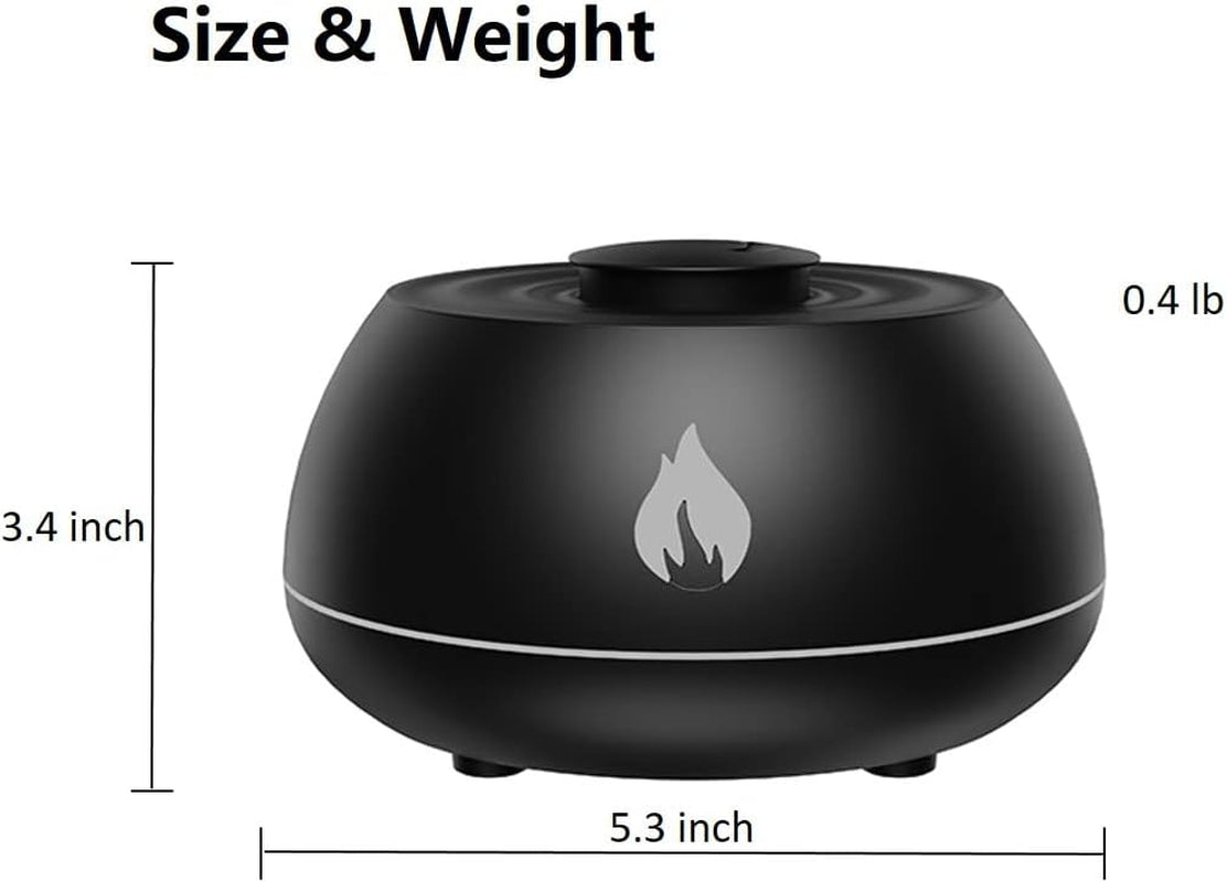 Flame Aroma Diffusore Di Oli Essenziali Umidificatore 7 Colori Fiamma per Casa, Camera Da Letto E Ufficio, Con Protezione Arresto Automatico Senza Acqua (Black)