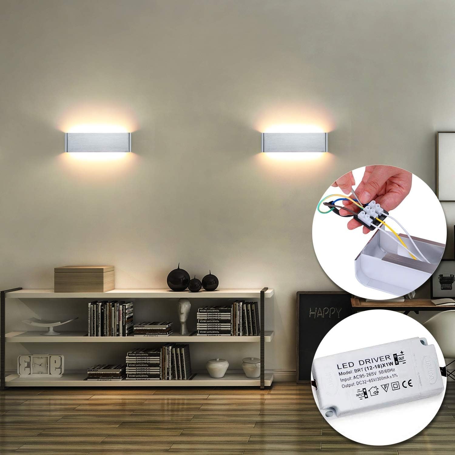 Lampada Da Parete 16W 3000K LED Applique Da Parete Interno Moderno Bianca Con Luce up down IP44 Impermeabile Illuminazione per Camera Da Letto Corridoio Soggiorno Scala (Bianco Caldo)