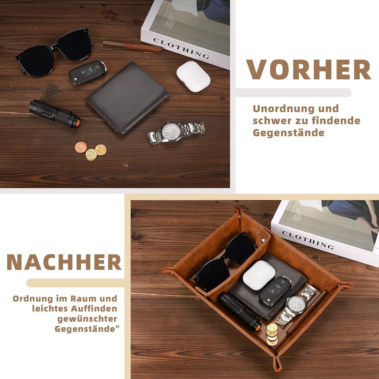 Ich Liebe Dich Partner Regali Für Männer Freund Luhn Weihnachten, Leder Desktop Organizer Organizer Vassoio Vassoio per Marito, Regalo Di Gnomo, Gioielli Chiave Svuotata