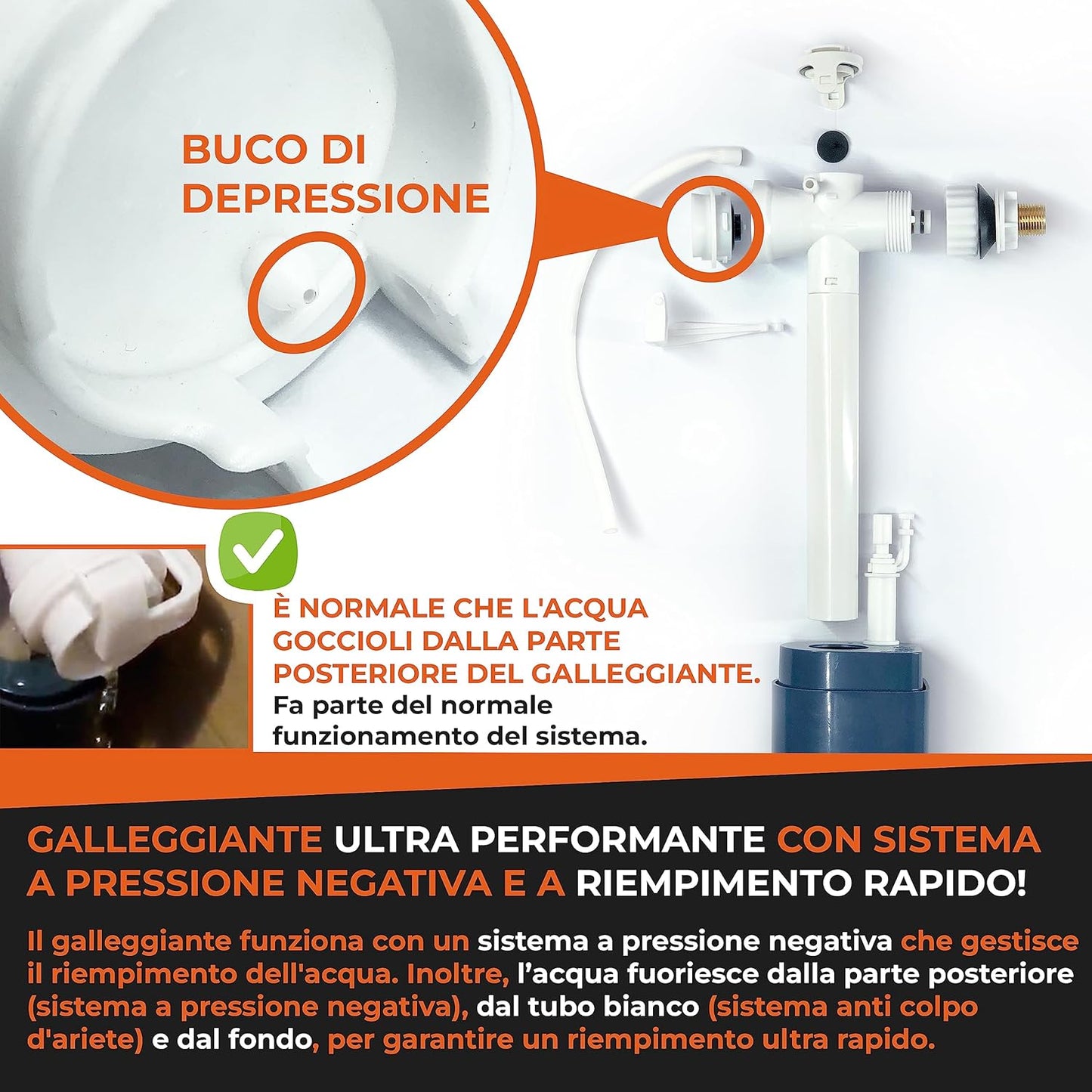 Galleggiante Cassetta Wc Riempimento Ultrarapido Facile Da Montare[Pronto All'Uso=Filtro + Istruzioni Incluse] Meccanismo Qualità Premium Fino a 1 Millione Di Innesto. Rubinetto Meccanismo Universale