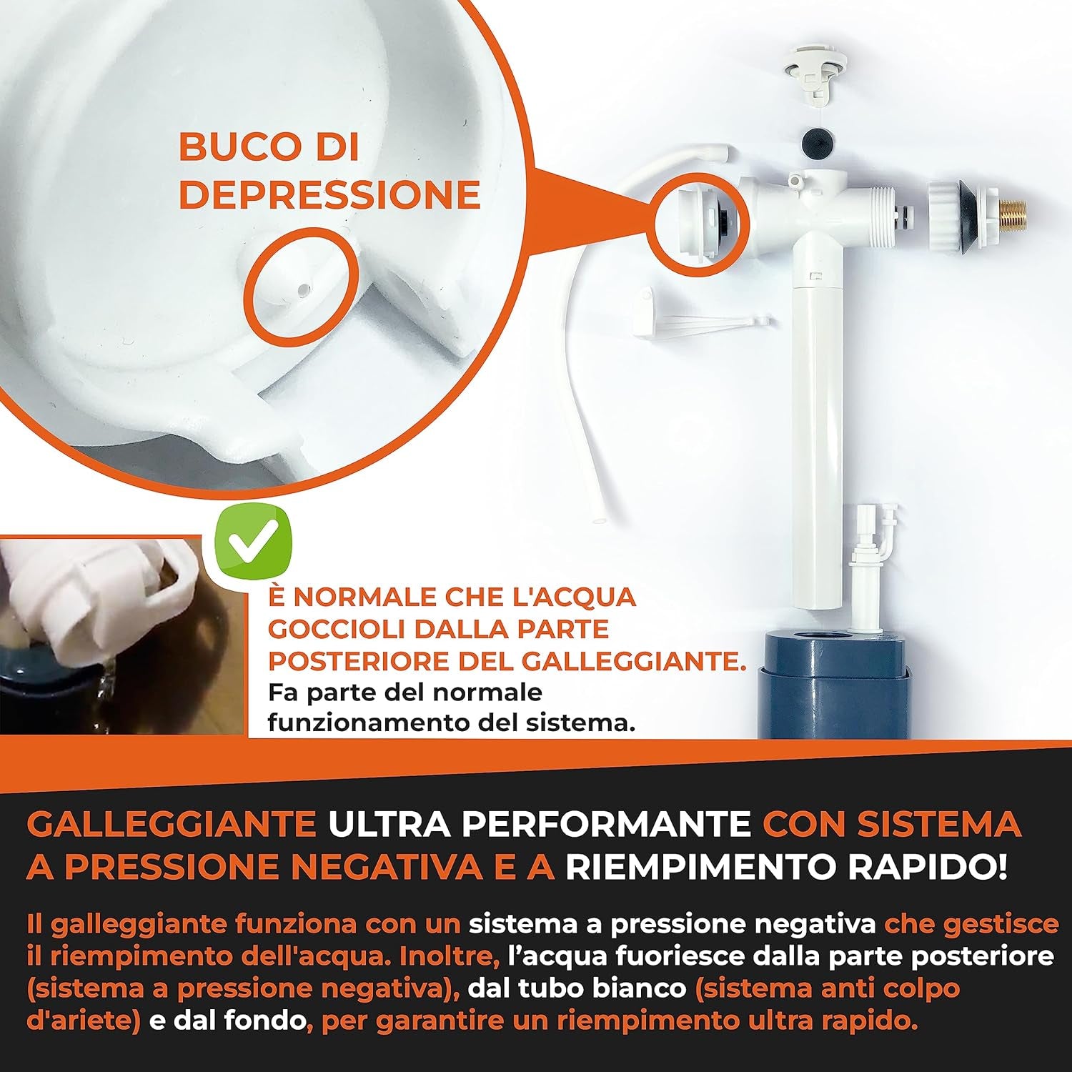 Galleggiante Cassetta Wc Riempimento Ultrarapido Facile Da Montare[Pronto All'Uso=Filtro + Istruzioni Incluse] Meccanismo Qualità Premium Fino a 1 Millione Di Innesto. Rubinetto Meccanismo Universale