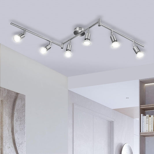 Faretti LED Da Soffitto Orientabili Con 6 Faretti, Lampadario Da Soffitto Luce Bianco 4000K, Con 6 Luci GU10 550LM 6W, Lampadario Moderno per Camera Letto Salotto Soggiorno Cucina Corridoio