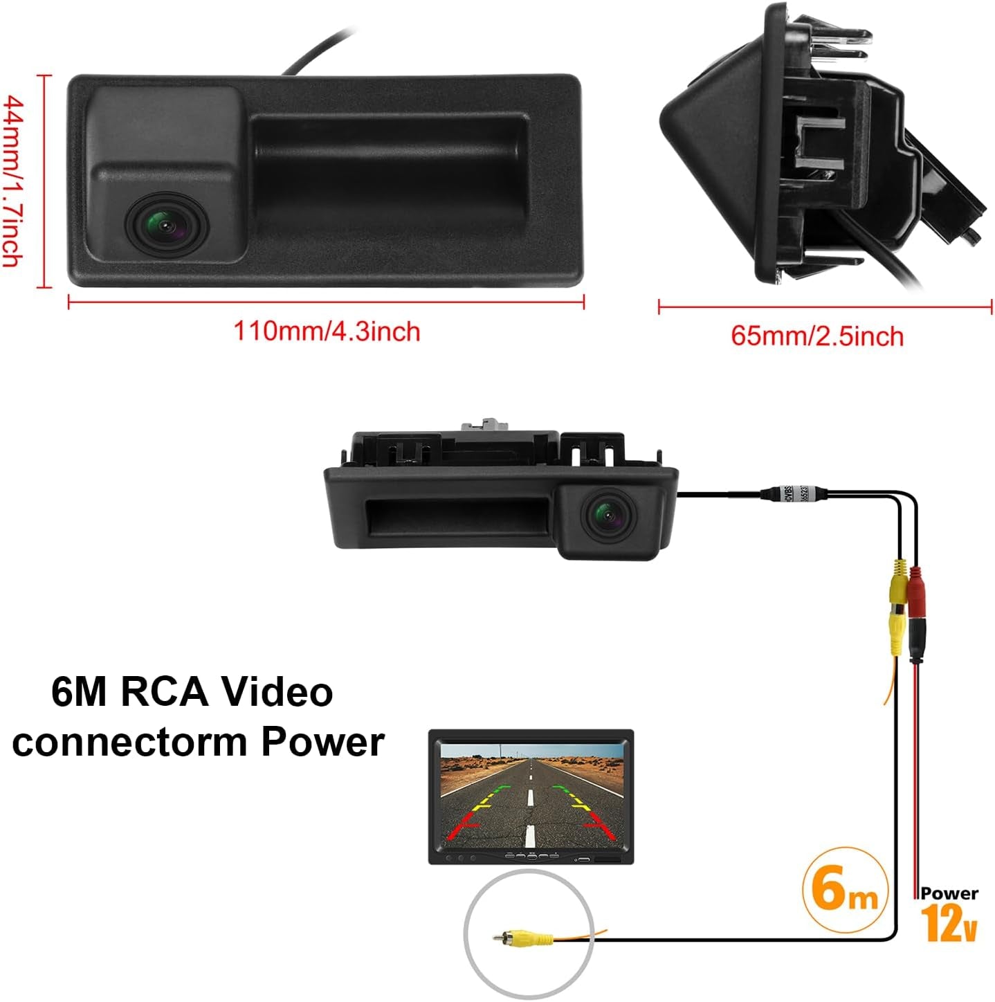 170 Gradi Telecamera Retromarcia per Vw/Audi/Skoda, AHD&CVBS IP67 Impermeabile Visione Notturna Auto Tronco Maniglia Telecamera Posteriore per Tiguan Touran PASSAT per Audi A3 A4L