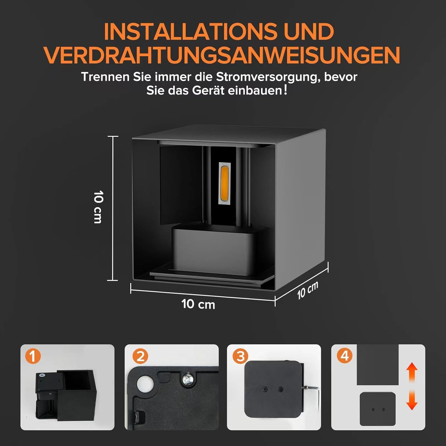 Applique Da Parete Interno, Applique Da Esterno, 12W Applique LED Da Parete Interno, 3000K Luce Bianca Calda, Fascio Regolabile Nero Applique Da Parete IP65 2 Pezzi