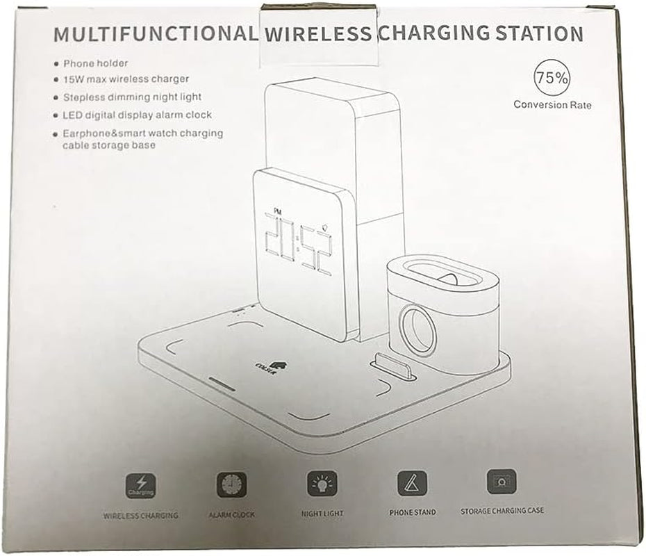 Caricabatterie Wireless,  Stazione Di Ricarica Wireless 3 in 1 Con Adattatore QC3.0 per Iwatch Series SE 6 5 4 3 2, Airpods Pro 2, Supporto Di Ricarica a Digiuno Da 15W per Lphone 14, 13 Pro Max