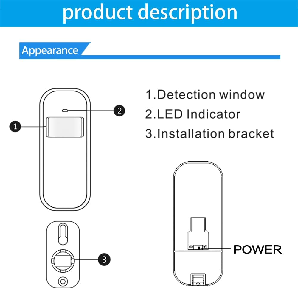 Sensore Di Movimeto Wireless 433Mhz per  Allarme Casa Senza Fili