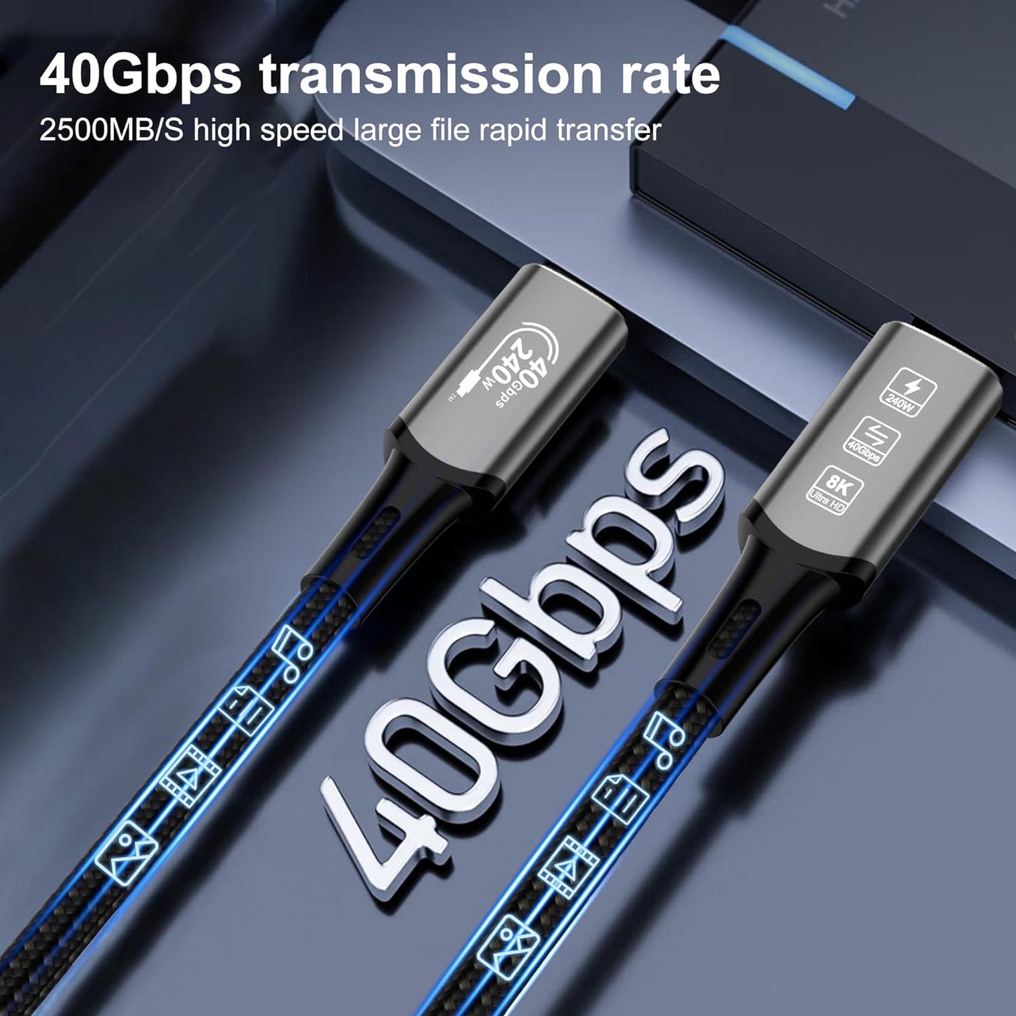 Cavo USB 4, Con Cavo Thunderbolt 4, Cavo Di Ricarica Da 240 W, Cavo Dati Da 40 Gbps, 8 K a 60 Hz, 4 K120 Hz, HDR, PD3.1, USB C a USB C, per Hub, Dock Macbook, M1 M2, M3, Mac Studio SSD, Laptop,