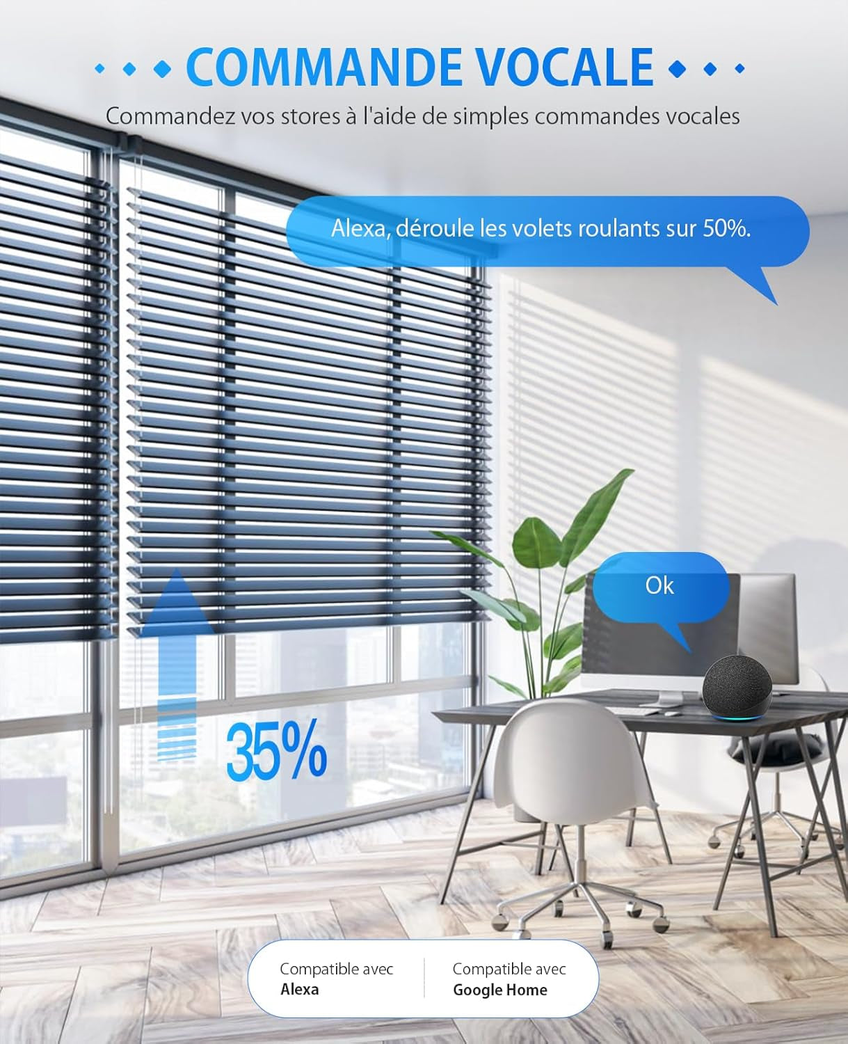Interruttore per Tapparelle Wlan Con Funzione Percentuale, Timer Intelligente per Tapparelle, Compatibile Con Alexa/Google Home/Smart Life, Controllo Tapparelle Richiede Conduttori Zero