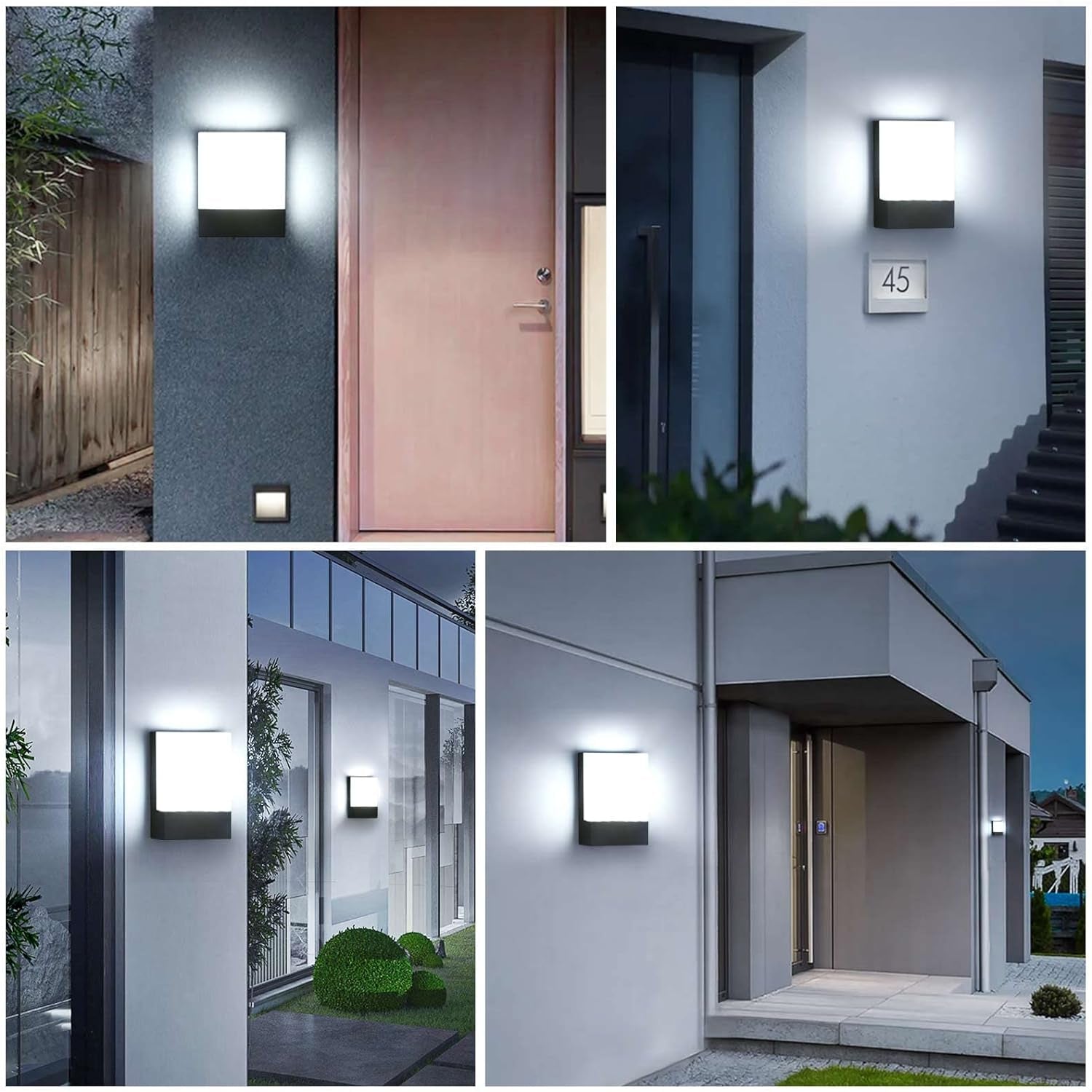 Applique Da Parete Esterno 18W Lampada Da Parete Led Esterna Impermeabile IP65 Luce a Muro in Alluminio Esterni Luci Da Parete per Balcone Giardino Veranda Garage Patio 6000K - Bianco Freddo