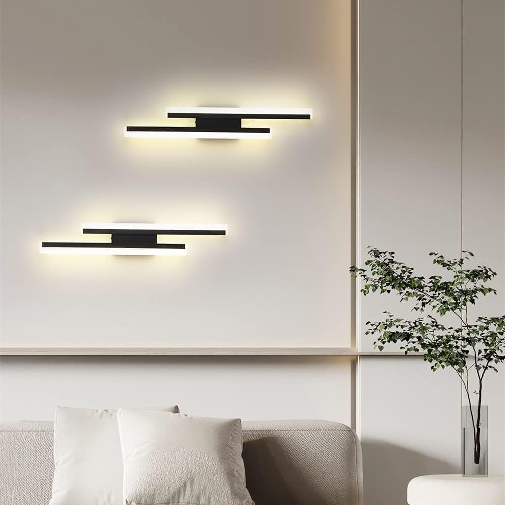 Applique Da Parete Interno, Moderno Lungo Lampada Da Parete LED 16W 1800LM, LED Lampada a Muro in Acrilico per Soggiorno, Camera Da Letto, Scala, 3000K Bianca Calda, Nero