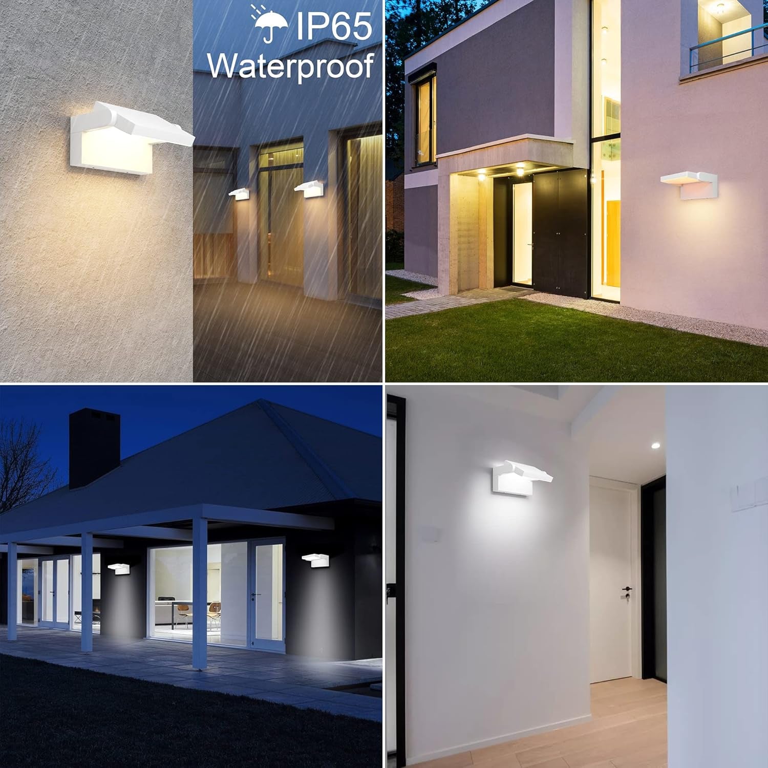 Applique LED Dimmerabile Esterno Interno 24W Controllo APP, Timer, IP65 Luci Da Parete, Lampade Da Parete Regolabile Moderno in Alluminio per Ingresso Balconi Giardini, Bianco, 3000K-6000K