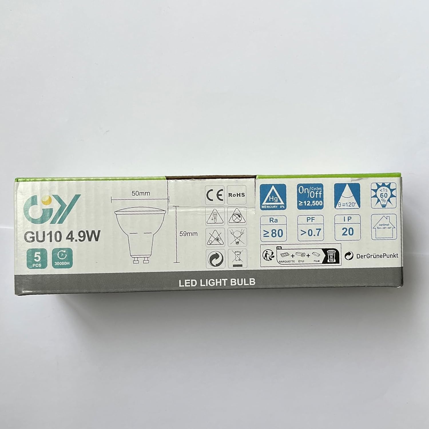 Lampadine GU10 LED, 4.9W (Equivalenti a 80W), 790 Lumen, 4000K Bianco Neutro, Risparmio Energetico LED GU10, Lunga Durata, Basso Consumo, 120° Angolo Del Fascio,Non Dimmerabile, 5 Pezzi