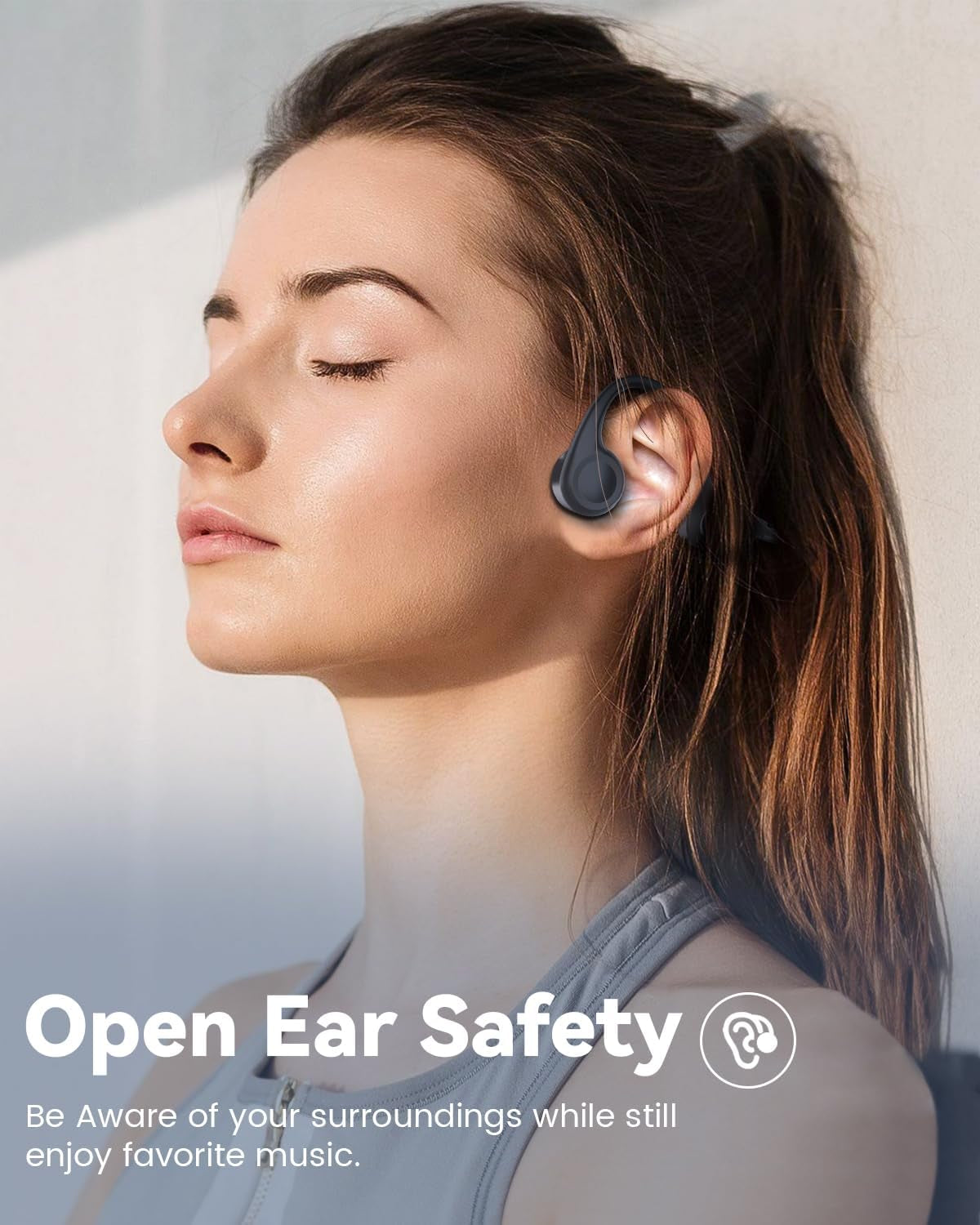 Cuffie Conduzione Ossea, Cuffie Conduzione Ossea Bluetooth 5.3, Auricolari Conduzione Ossea Di Tipo C, Impermeabili IPX6, per Jogging, Ciclismo