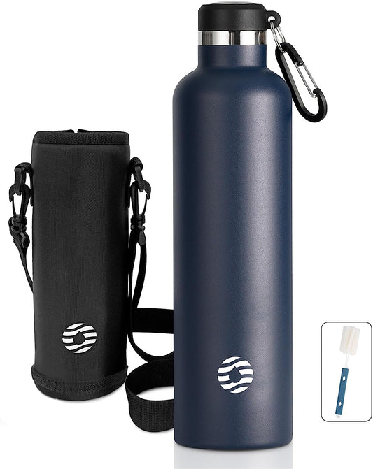 Borraccia Termica in Acciaio Inox 750Ml/1L + Zaino, Facile Da Pulire, Bottiglia Termica Senza Perdite - Senza BPA Borracce, per Scuola, Sport, Campeggio, Yoga, Palestra