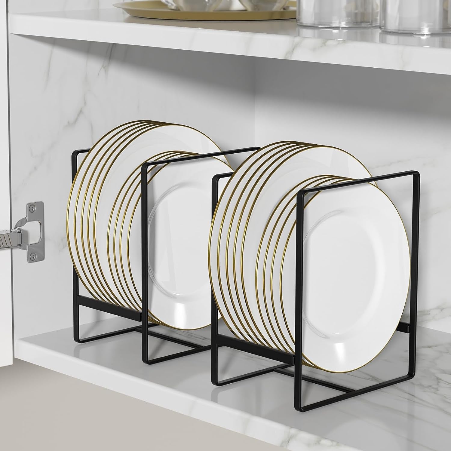 Porta Piatti Organizer per Piatti, Confezione Da 2, Rack Verticale per Scolapiatti in Metallo, per Bancone Della Cucina, 16,3 X 11,4 X 20,1 Cm, Nero