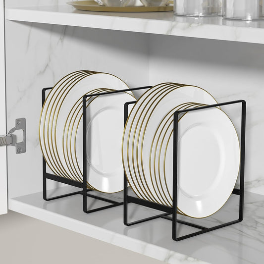 Porta Piatti Organizer per Piatti, Confezione Da 2, Rack Verticale per Scolapiatti in Metallo, per Bancone Della Cucina, 16,3 X 11,4 X 20,1 Cm, Nero