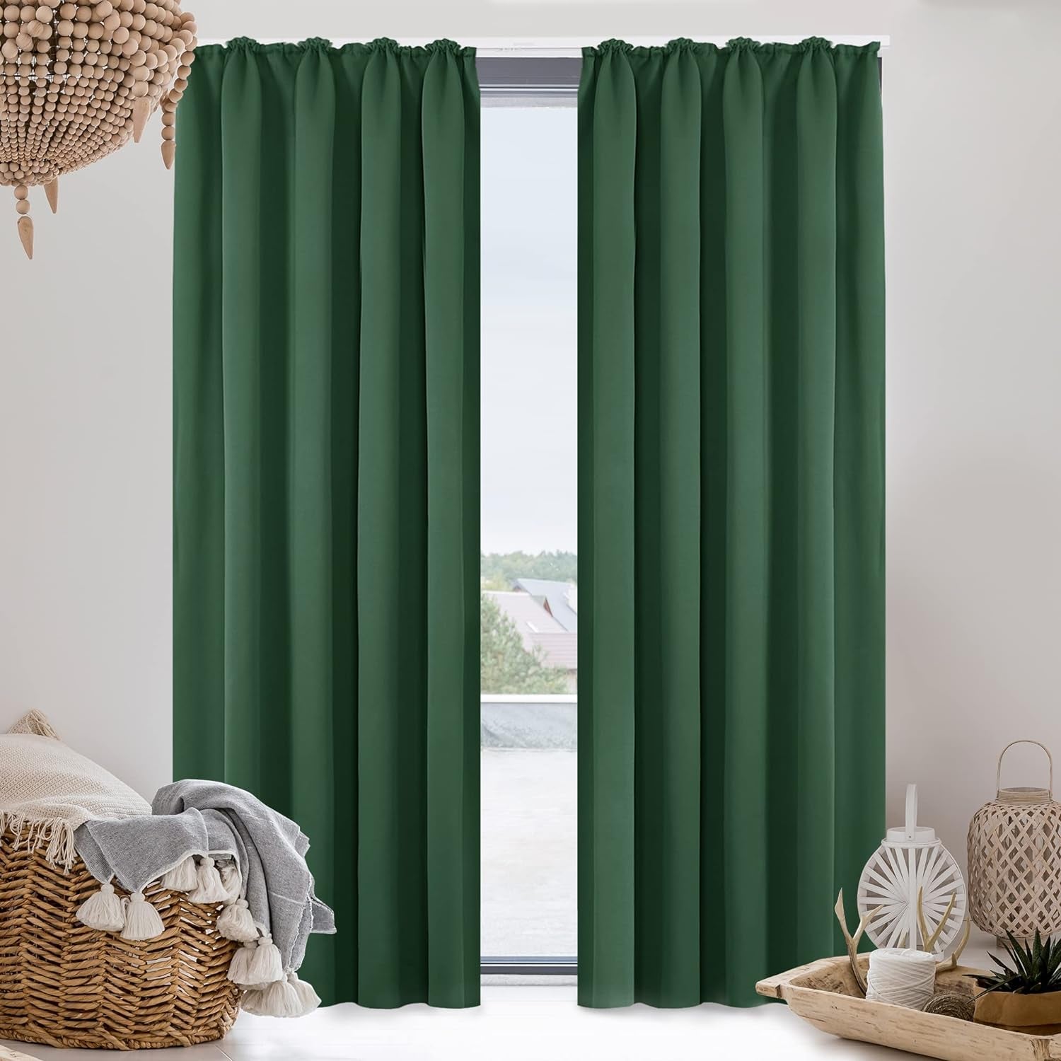 Tende Camera Da Letto 2 Pezzi Coprente Oscuranti Termiche Isolanti Tende Soggiorno Moderne Elegante Con Nastro per La Casa 140X175 CM Verde Olivastro