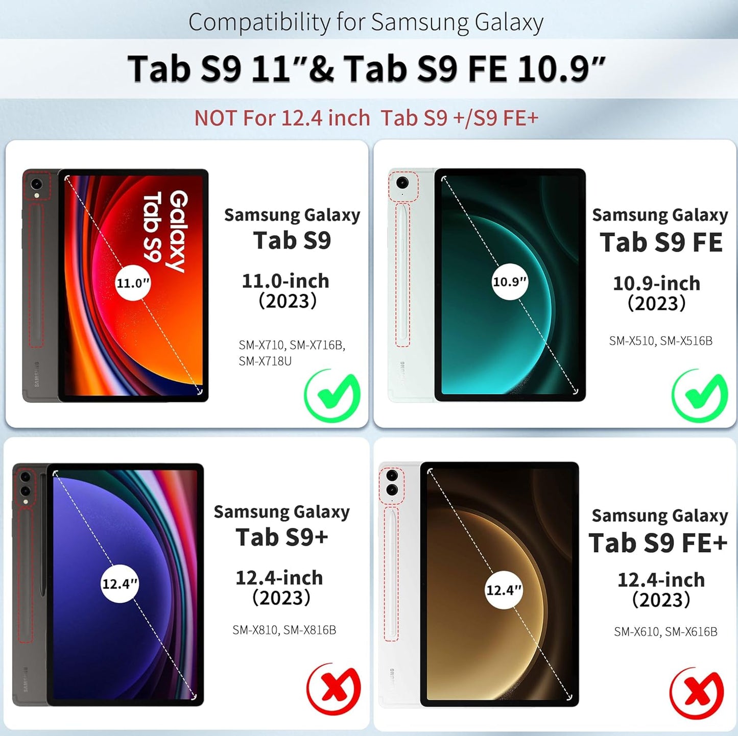 Custodia per Tastiera Compatibile Con Samsung Galaxy Tab S9 FE 10.9 Pollici/S9 2023 11 Pollici Con Pellicola Protettiva, [QWERTZ Deutsches], Custodia Rimovibile per Tastiera Con Supporto Per