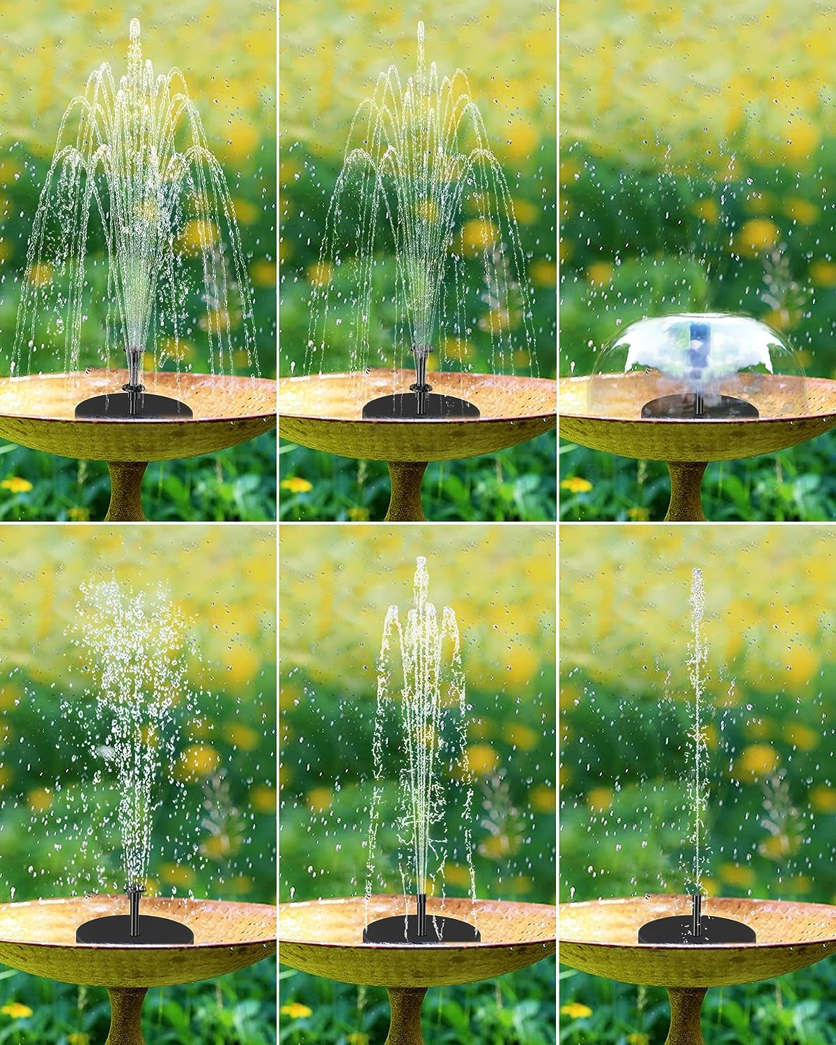 Fontana Solare Da Giardino, Pompa Acqua Solare Da Esterno Da 7.5 W Con Batteria Da 3600 Mah 139 GPH Tubo Da 1,5 M Con 10 Ugelli Bagno per Uccelli Fai Da Te Piccoli Stagni Piscina Da Giardino