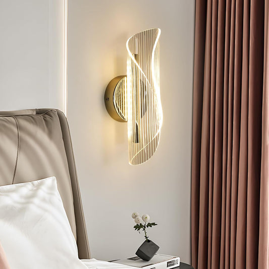 Applique Da Parete Interno, 16W 1800LM Lampada Da Parete a LED, 3000K&4500K&6500K Applique LED Creativo per Camera Da Letto Soggiorno Corridoio, Oro, 28 * 10CM