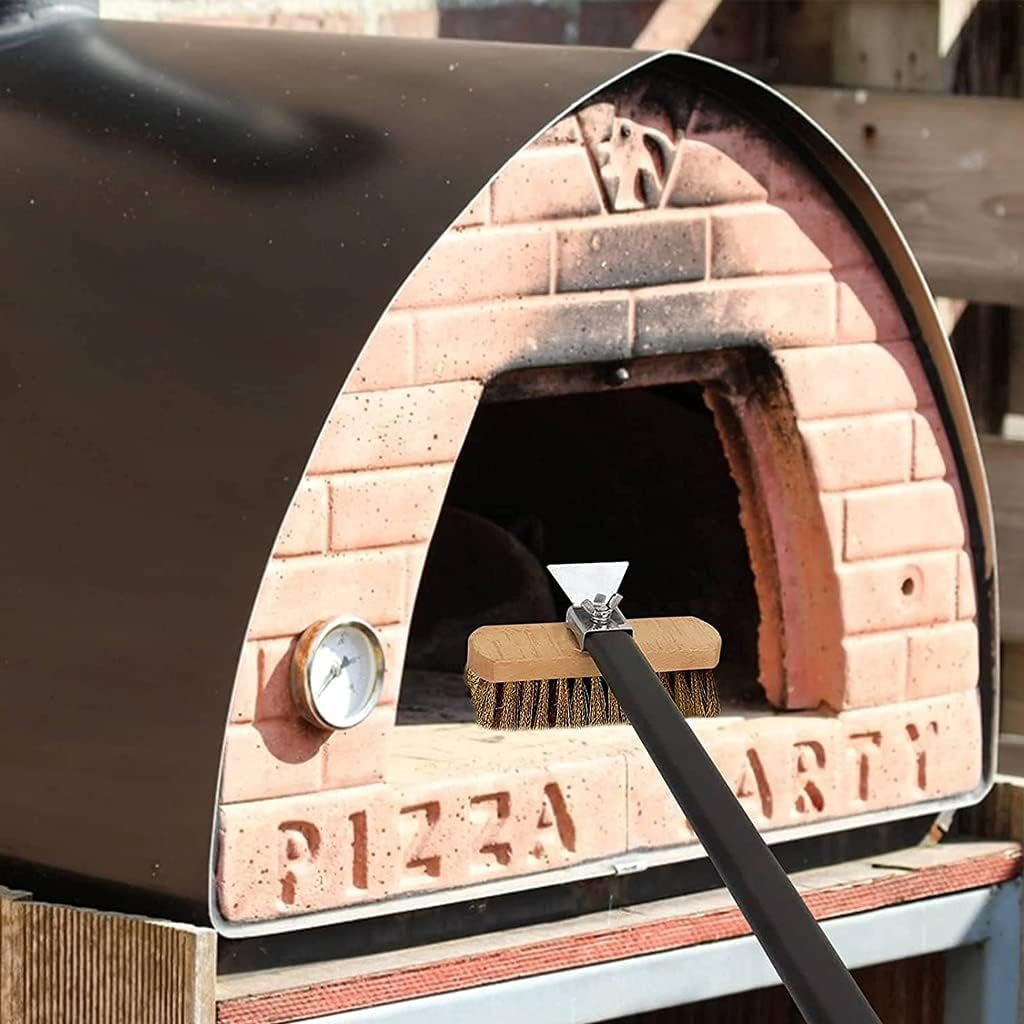 Pennello per Pizza, Spazzola in Ottone per Pulizia Forno per Pizza, Spazzola per Griglia in Ottone, Spazzola per Forno Professionale Raschietto per Griglia, Spazzola per Forno Pizza