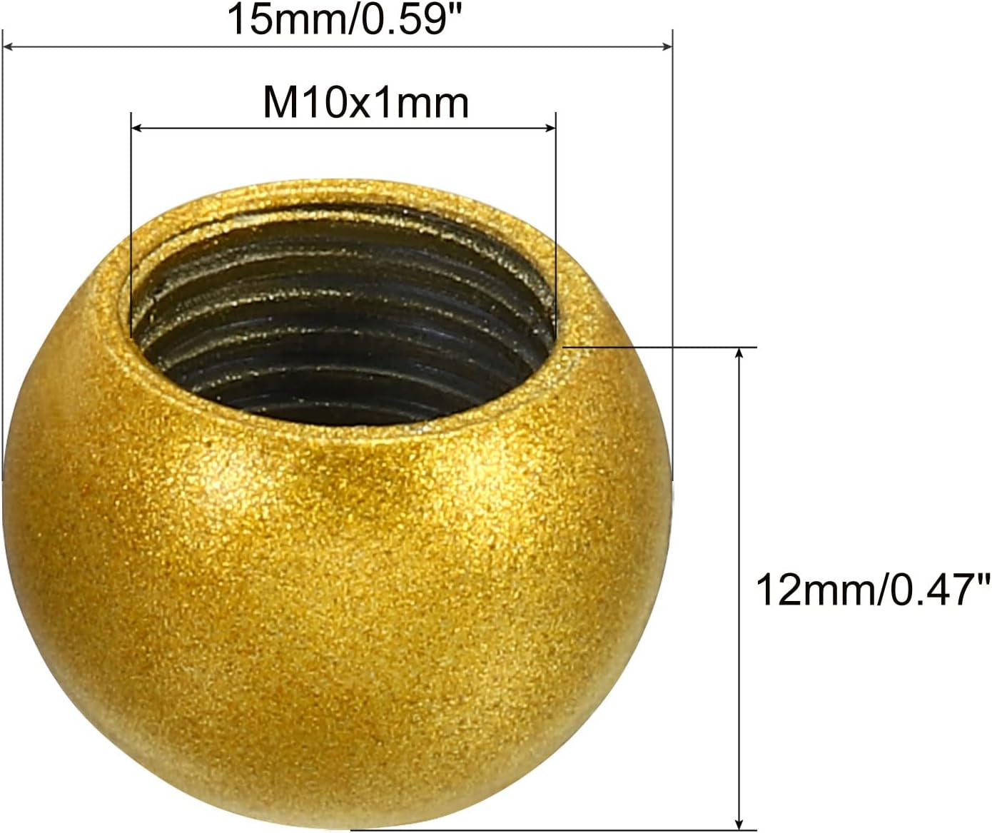 Confezione da 4 pomelli portalampada M10 diametro 15 mm Accessori con filettatura interna color oro