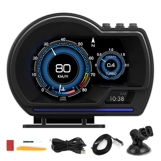 Cruscotto per Auto Heads up Display Head up Display per Auto OBD2 + GPS Smart Gauge Car HUD Tachimetro Turbo RPM Allarme per Camion Auto