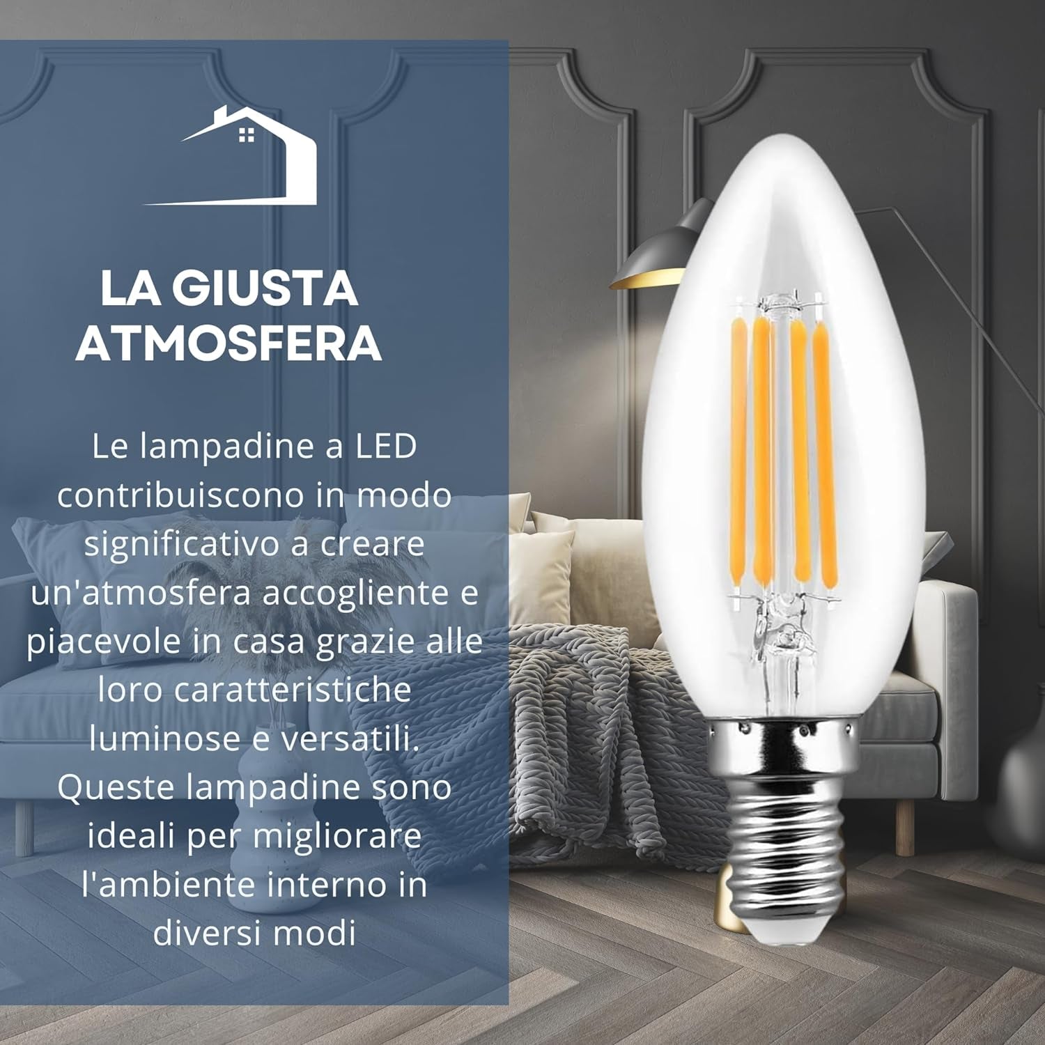 - 10 Lampadine Led E14 Luce Calda - Lampadina E14 Luce Calda 4W - Lampadina Vintage Risparmio Energetico - Luce Led Eco Friendly Lampadine a Led
