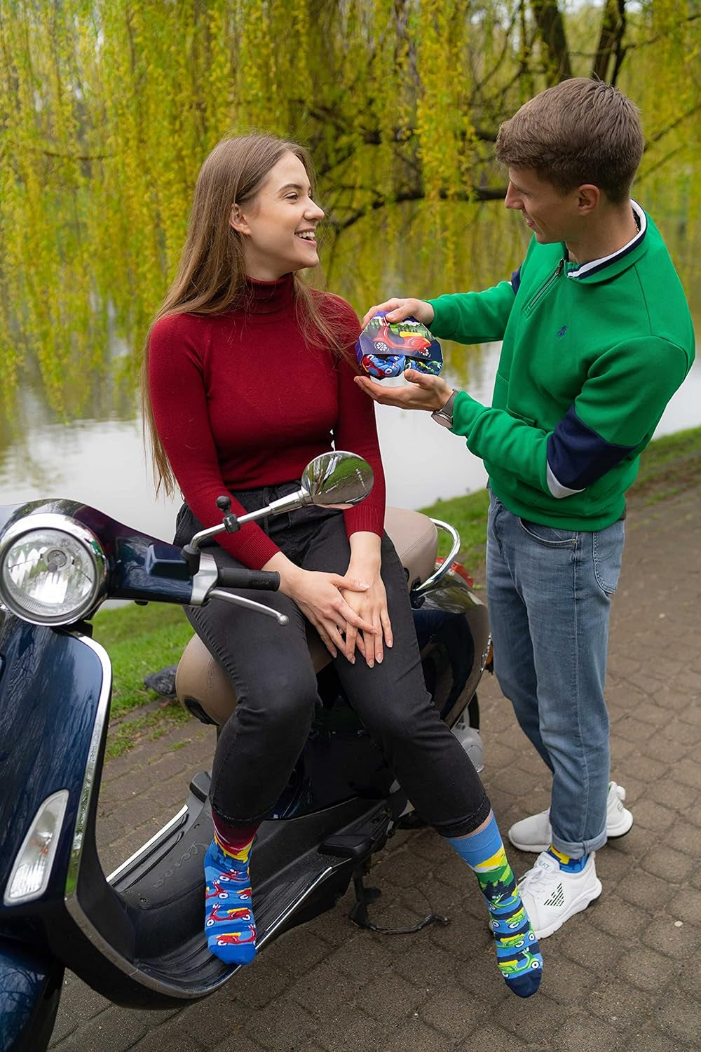 - Uomo Donna Calzini Da Scooter - Regalo Divertente -1 Paia