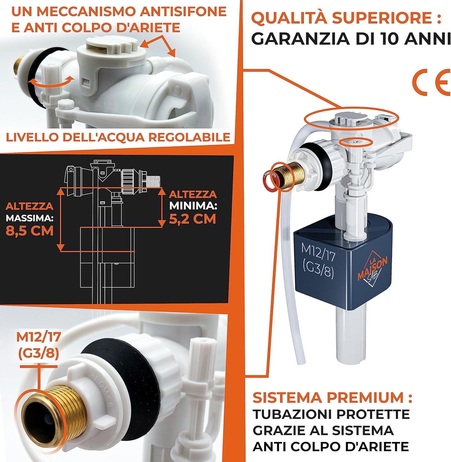 Galleggiante Cassetta Wc Riempimento Ultrarapido Facile Da Montare[Pronto All'Uso=Filtro + Istruzioni Incluse] Meccanismo Qualità Premium Fino a 1 Millione Di Innesto. Rubinetto Meccanismo Universale