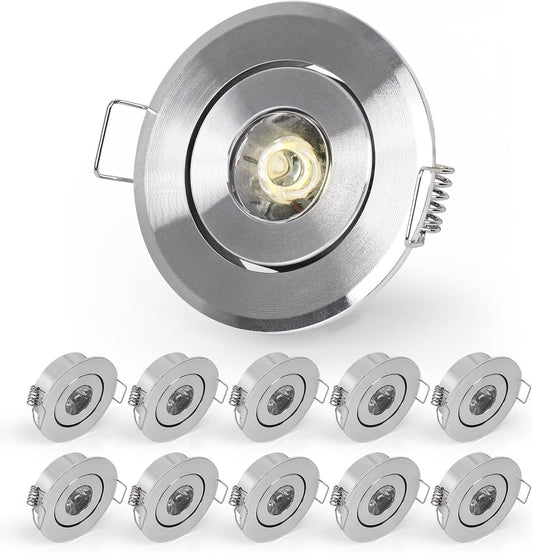 Piccoli Faretti Da Incasso a LED, 10 Pezzi, 1 W, 230 V, Rotondi, Con Trasformatore, Orientabili, Mini Faretti Da Soffitto a LED, 110 Lm, Misura Foro 42-45 Mm