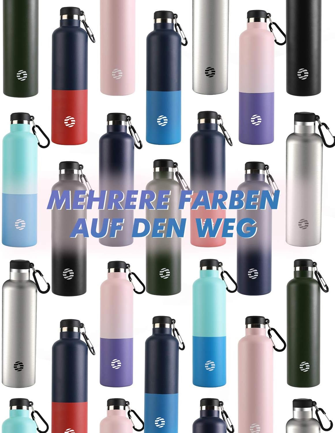 Borraccia Termica in Acciaio Inox 750Ml/1L + Zaino, Facile Da Pulire, Bottiglia Termica Senza Perdite - Senza BPA Borracce, per Scuola, Sport, Campeggio, Yoga, Palestra