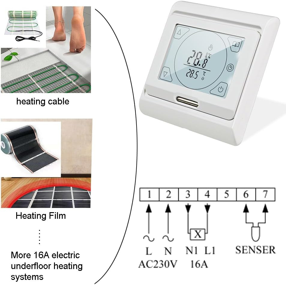 Termostato Programmabile Digitale Con Sonda LCD 220V 16A Termostato Ambiente Da Parete Riscaldamento a Pavimento Elettrico Manuale Regolatore Di Temperatura