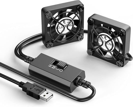 2 in 1 Ventola PC Portatile 40Mm Ventilatore USB 3 Velocità Regolabili Ventilatore 5500 RPM Vento Forte Mini Fan PC per PC TV Box Router Xbox PS4 Playstation, Nero