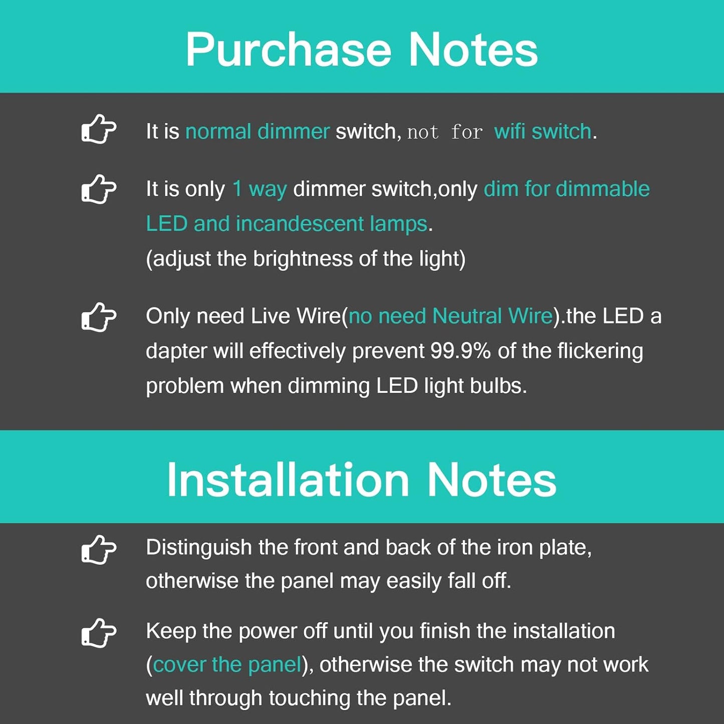 , Interruttore Dimmer a LED, Interruttore Touch, 1 Via, in Vetro, Interruttore Touch Screen, Bianco, Funziona Con Lampadine a LED Dimmer