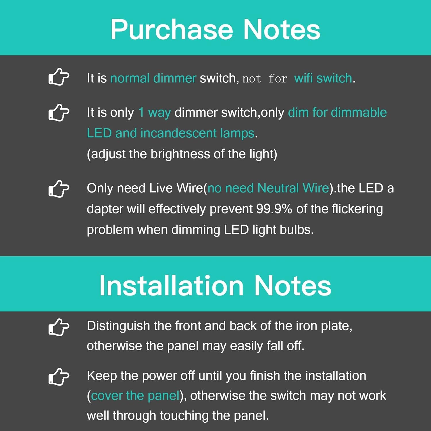 , Interruttore Dimmer a LED, Interruttore Touch, 1 Via, in Vetro, Interruttore Touch Screen, Bianco, Funziona Con Lampadine a LED Dimmer