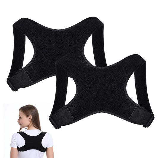 Correzione Posturale, 2 Pezzi, Nastro Di Correzione Regolabile, Taglia Unica, Correttore Posture per Tracolla per Alleviare Il Mal Di Schiena (Nero