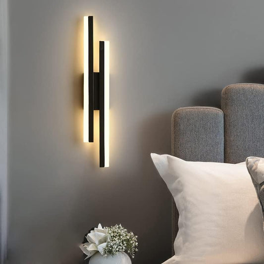 Applique Da Parete Interno, Moderno Lungo Lampada Da Parete LED 16W 1800LM, LED Lampada a Muro in Acrilico per Soggiorno, Camera Da Letto, Scala, 3000K Bianca Calda, Nero