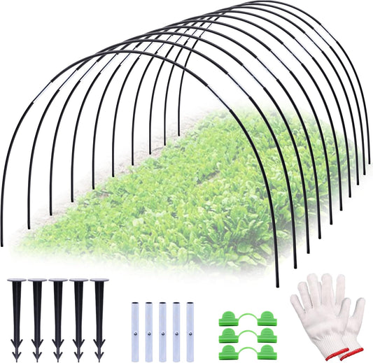 Cerchi Da Giardino per Serra, Letto Rialzato Con Archi a Tunnel Da 30 Pezzi, Arco per Serra Avvolto in Plastica Da 6 Mm, Tunnel per Telaio Freddo Con Pneumatici per Serra Fai-Da-Te