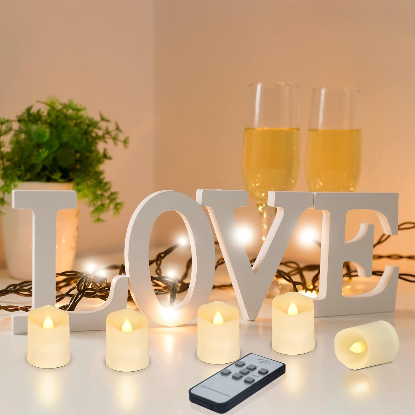 12 Lumini Ricaricabili a LED Con Timer a Distanza, Ricaricabili, Senza Fiamma, Luce Bianca Calda, Decorazione per Halloween, Natale, Matrimonio, Decorazione (Con 2 Cavi Di Ricarica USB)