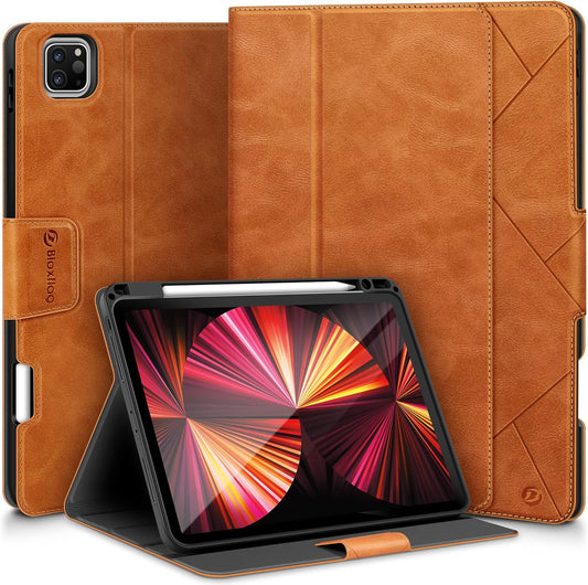 Custodia per Ipad Pro 11 Pollici 2022/2021/2020/2018 (4A/3A/2A/1A Generazione) Con Tasca Interna/Portapenne Apple E Funzione Auto Sonno/Sveglia, Supporta Ricarica Di Apple Pencil 2 (Marrone)