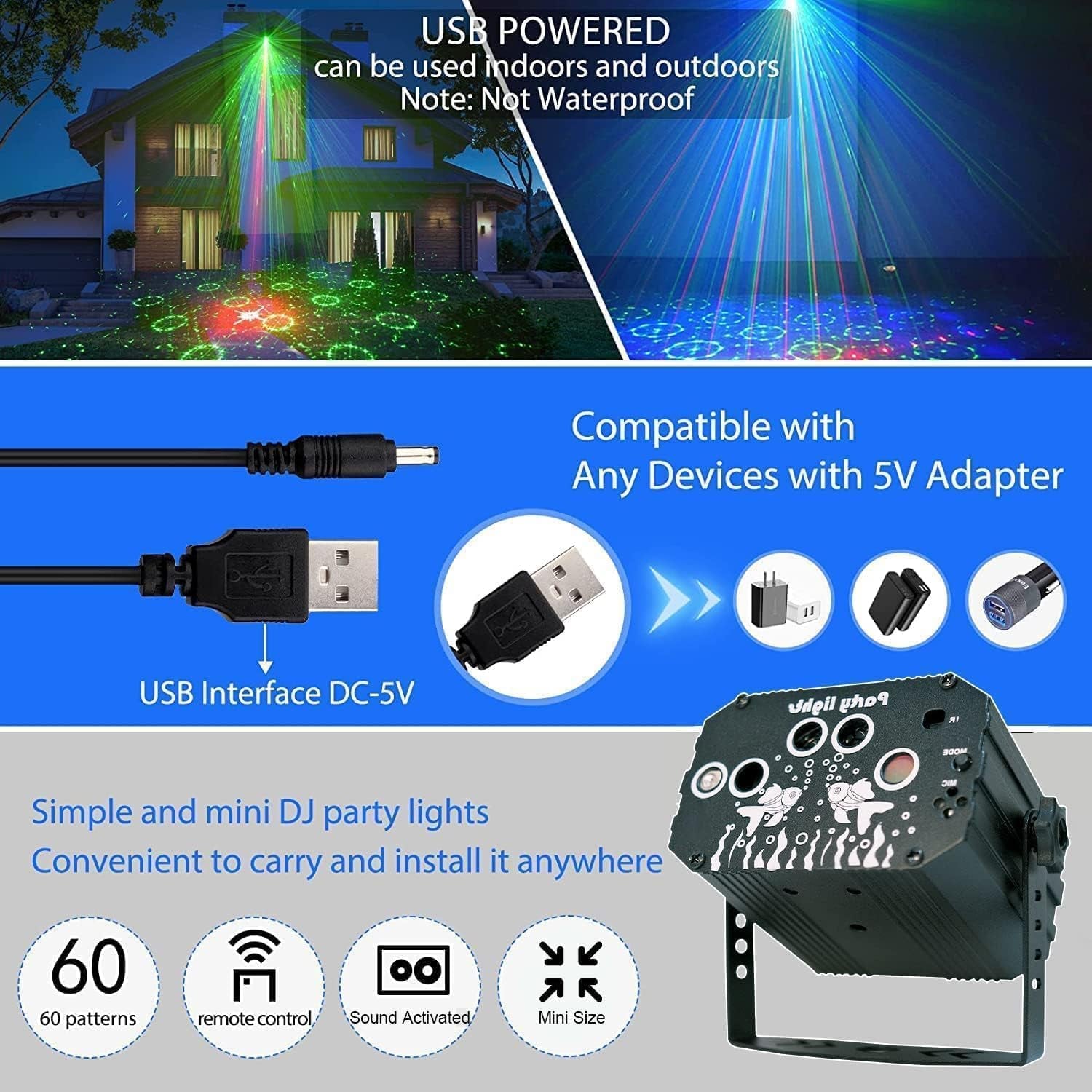 Luci a LED RGB Attivate Dal Suono per DJ E Discoteca, Mini Stroboscopico Con Telecomando per Bambini, Compleanni, Feste Di Karaoke, Matrimoni, Bar[Classe Energetica A+++]