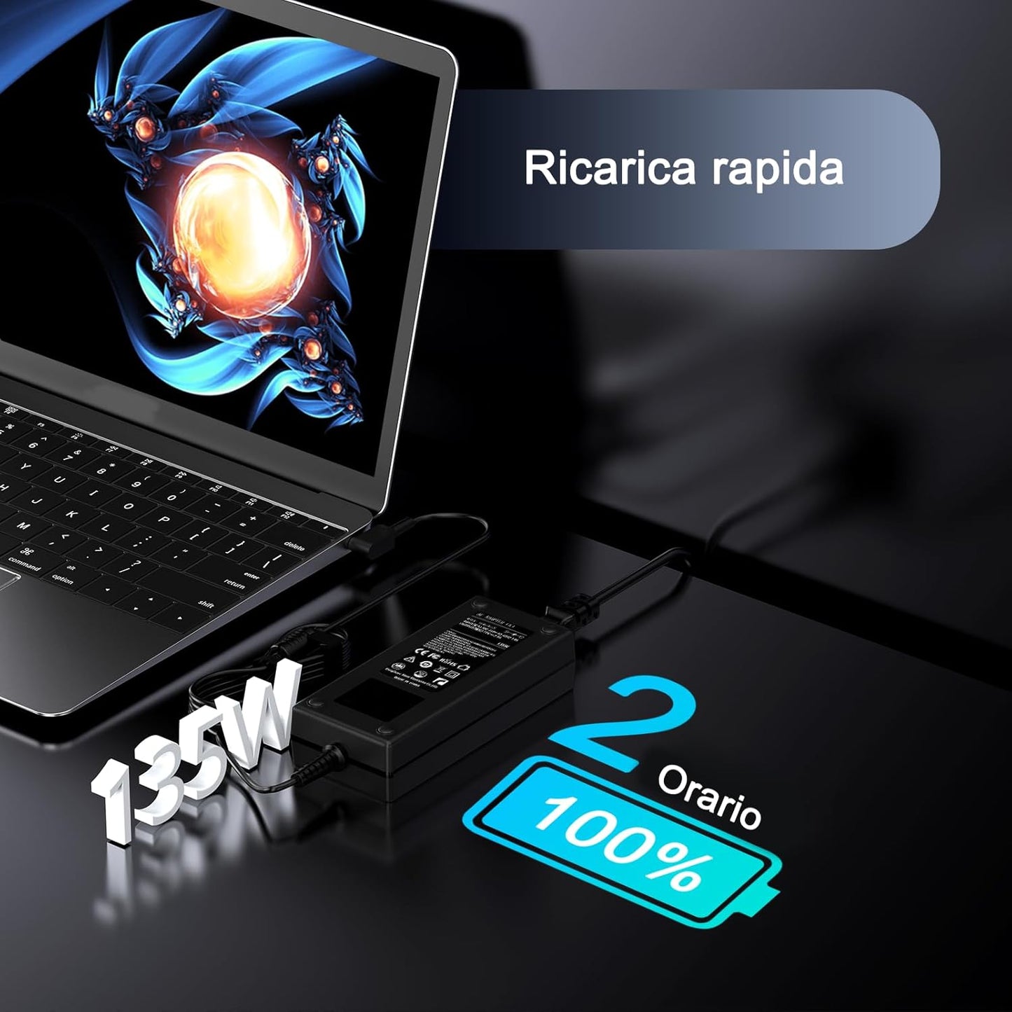 Alimentatore Di Rete per Computer Portatile, 135 W, 19 V, 7,1 A