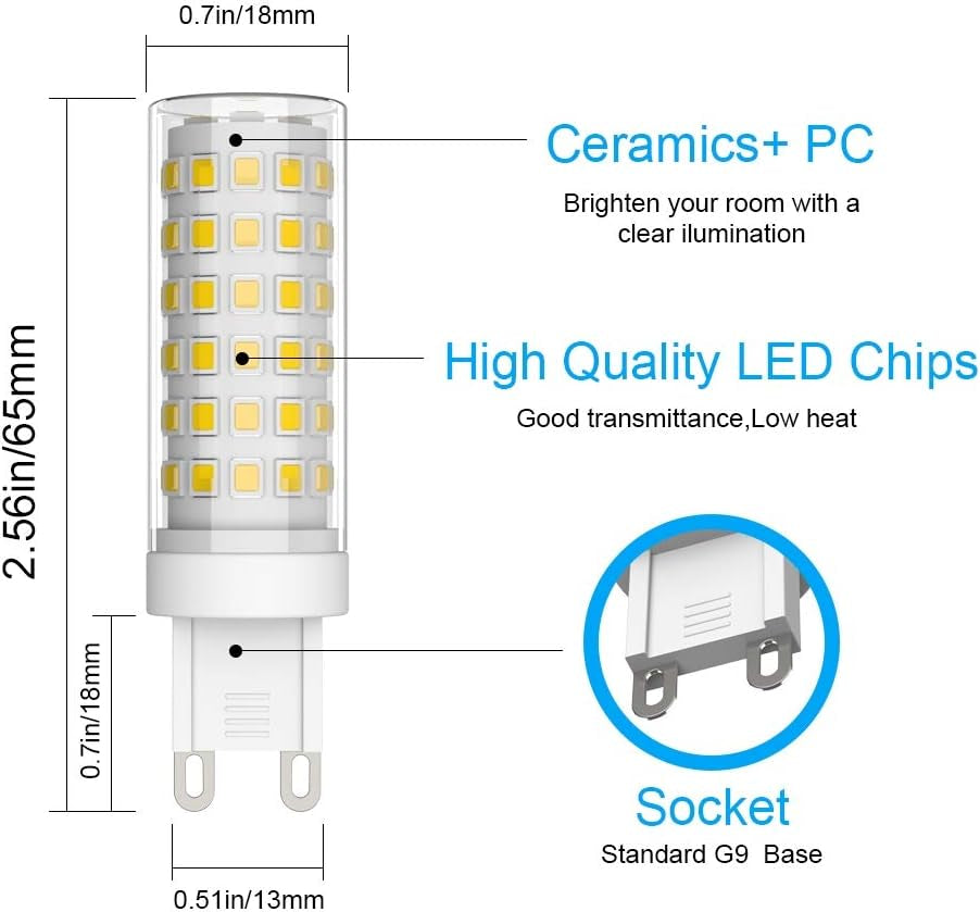 6 Pezzi Lampadina LED G9, Bianco Naturale 4000K, 9W Equivalente 70W Lampada Alogena, Angolo Di Visione 360°, AC220-240V, Ideale per Camera Da Letto Soggiorno Cucina Sala