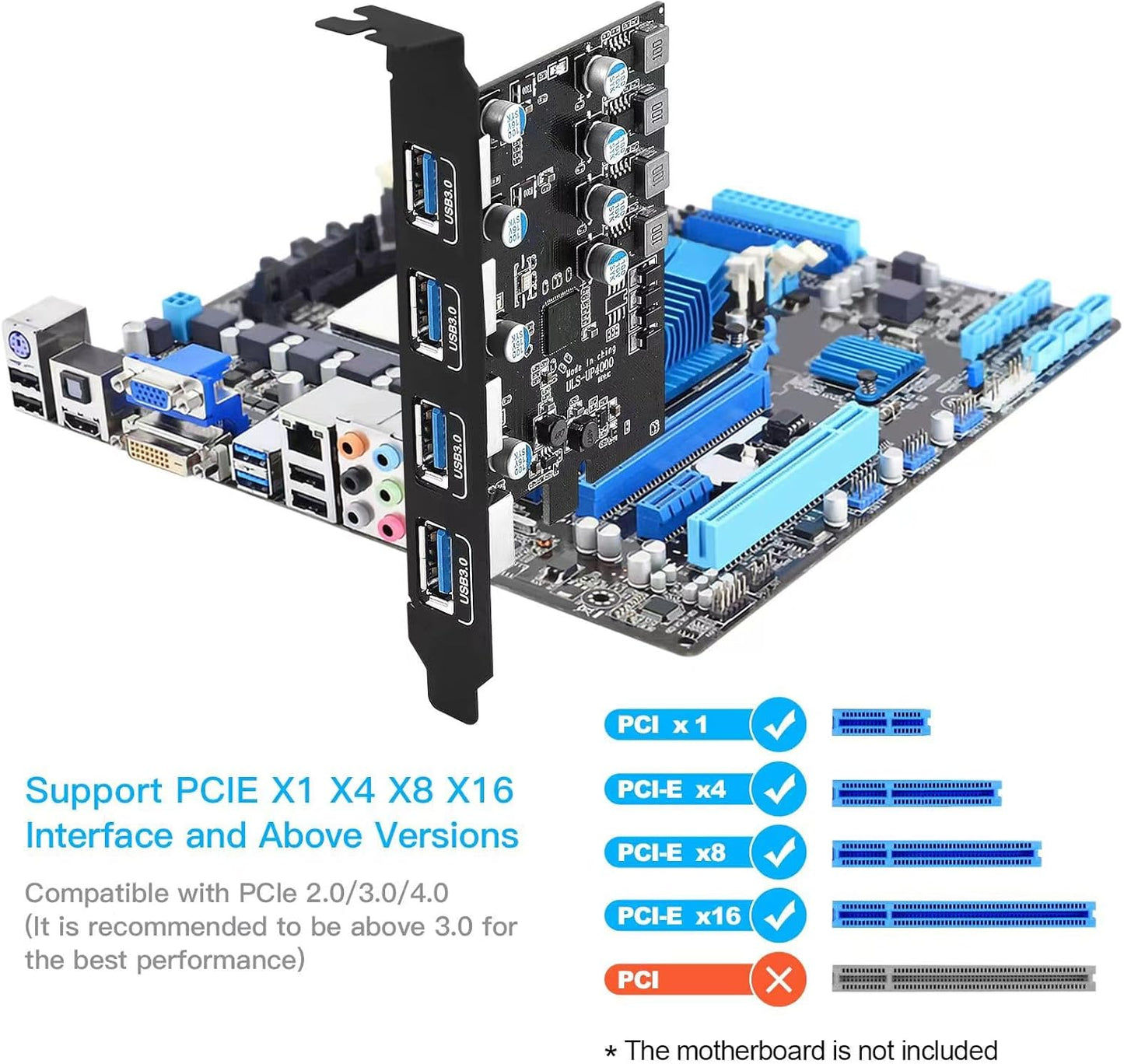 Scheda USB 3.0 4 Porte 5 Gbps, Pcie USB 3.2 (USB 3.1) Gen1 Espansione Scheda per Desktop PC Windows Xp/Vista 7/8/8.1 MAC OS 10.8.2 Above